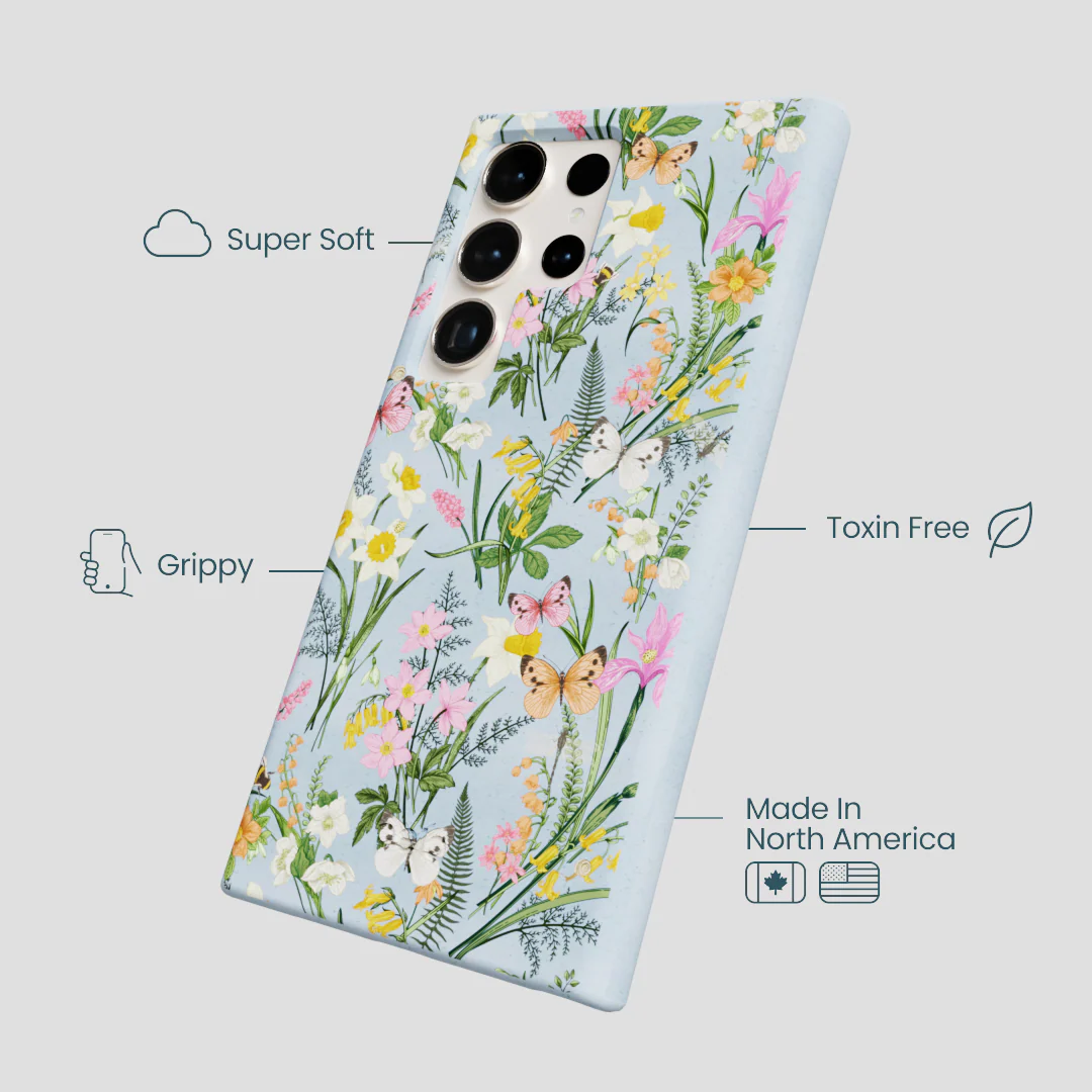Powder Blue Fairy Wildflowers Samsung Galaxy S24 Ultra Case - Image 4