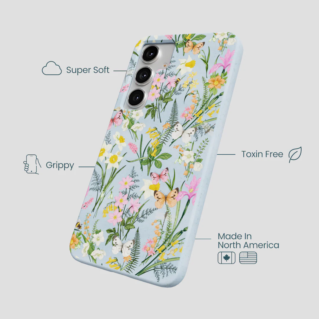 Powder Blue Fairy Wildflowers Samsung Galaxy S25+(Plus) Case - Image 4