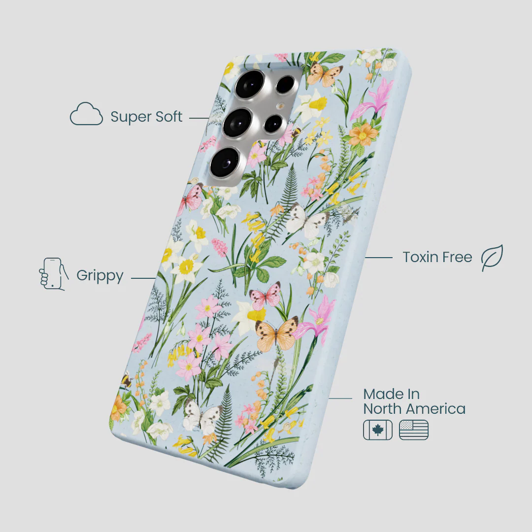 Powder Blue Fairy Wildflowers Samsung Galaxy S25 Ultra Case - Image 4