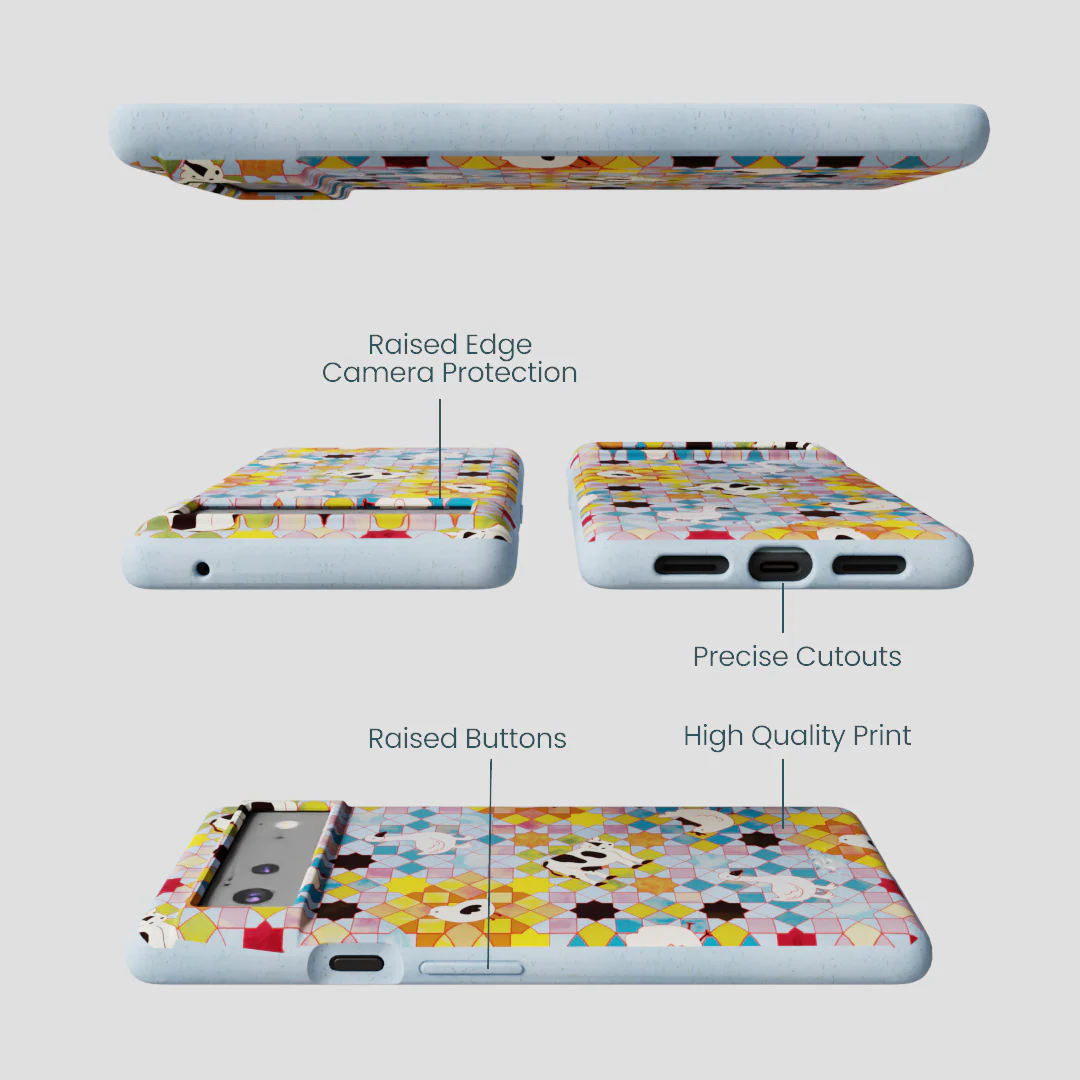 Powder Blue Farmers Mosaic Google Pixel 6a Case - Image 2