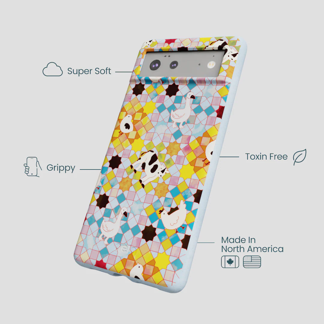 Powder Blue Farmers Mosaic Google Pixel 6a Case - Image 3