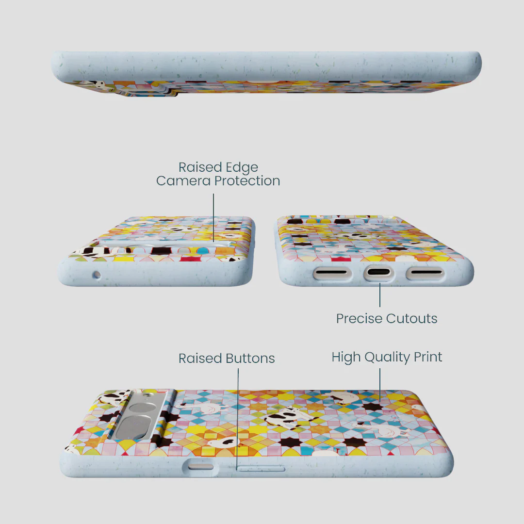 Powder Blue Farmers Mosaic Google Pixel 7 Pro Case - Image 2