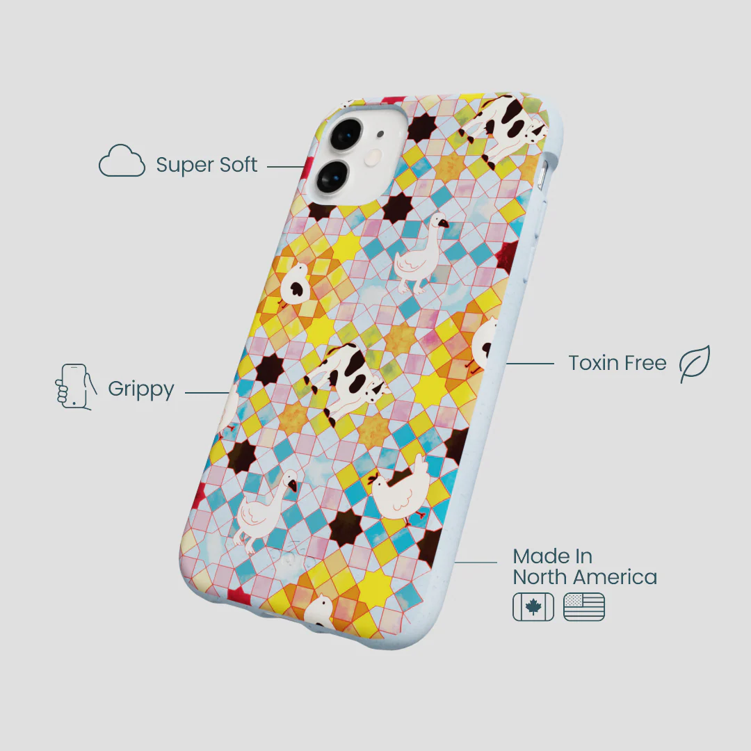 Powder Blue Farmers Mosaic iPhone 11 Case - Image 3