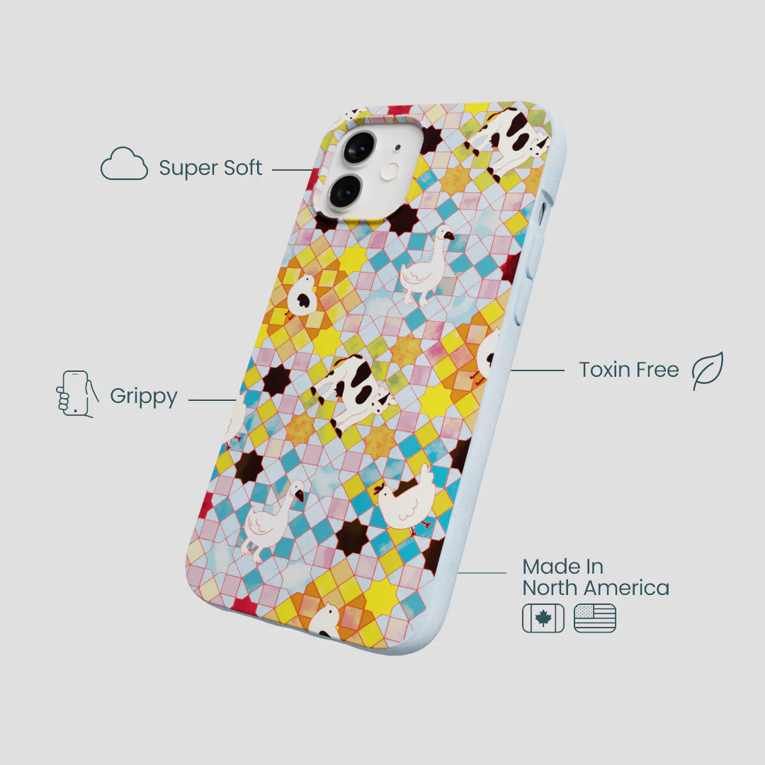 Powder Blue Farmers Mosaic iPhone 12/ iPhone 12 Pro Case - Image 3