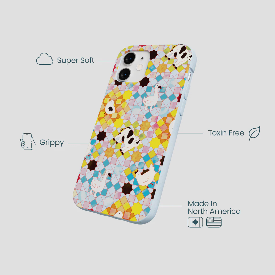 Powder Blue Farmers Mosaic iPhone 12 Mini Case - Image 3