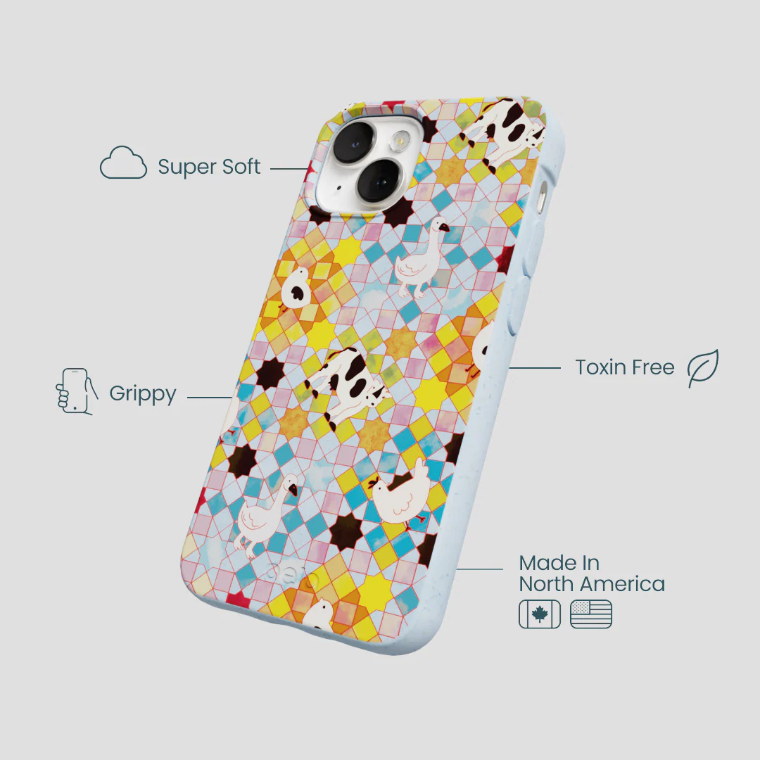 Powder Blue Farmers Mosaic iPhone 13 Case - Image 4