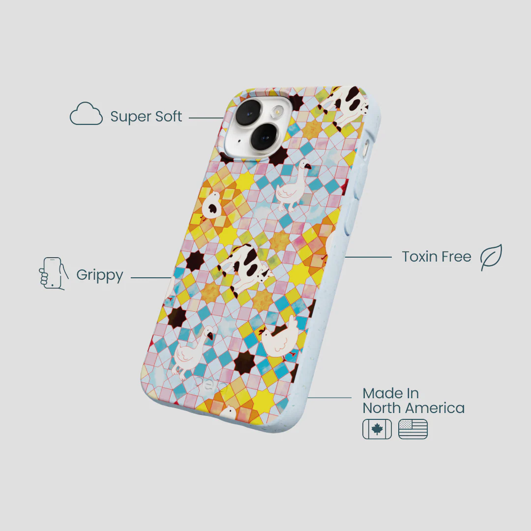 Powder Blue Farmers Mosaic iPhone 13 Mini Case - Image 4