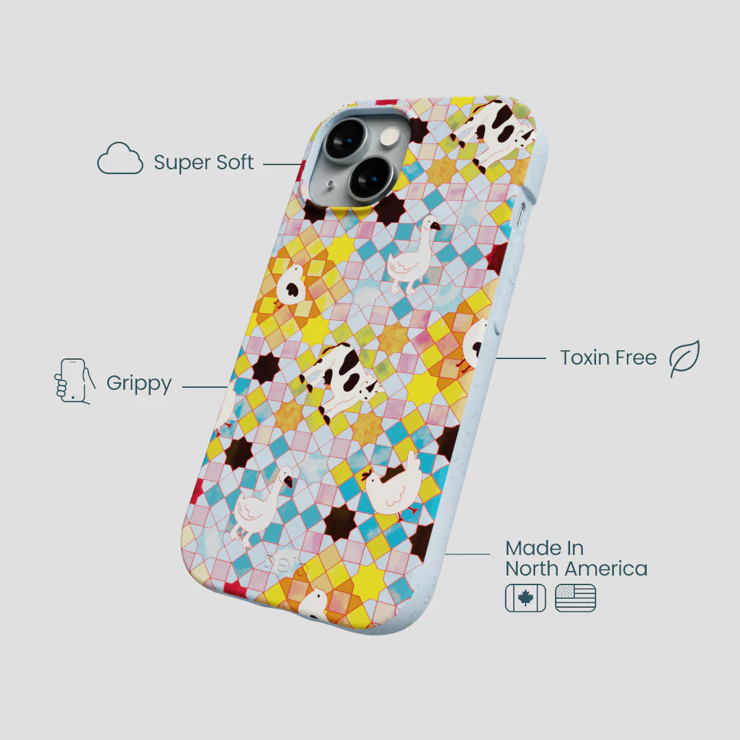 Powder Blue Farmers Mosaic iPhone 14 Case - Image 4