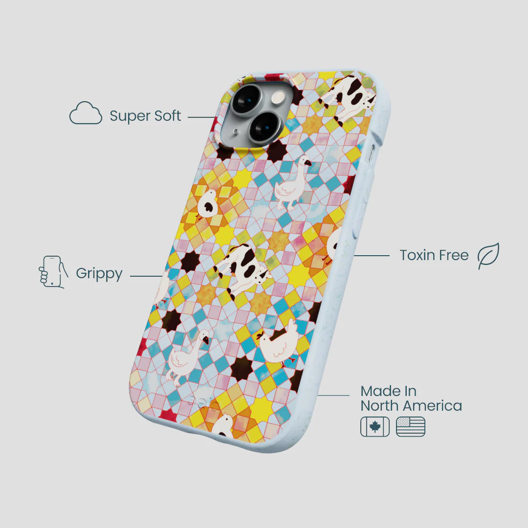 Powder Blue Farmers Mosaic iPhone 15 Case - Image 4
