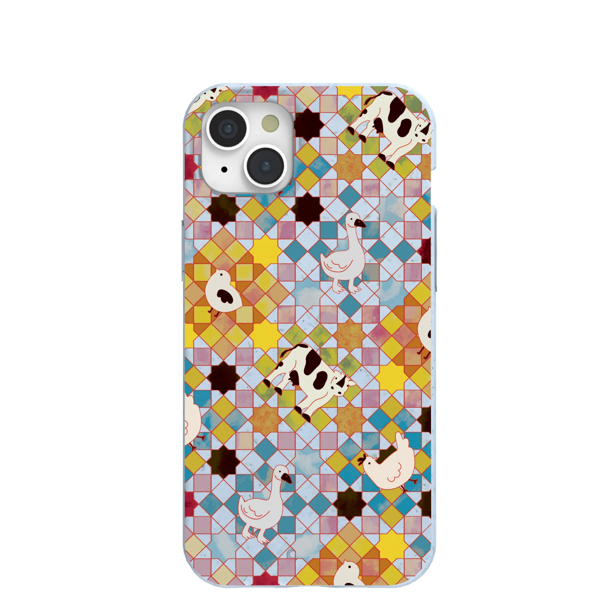 Powder Blue Farmers Mosaic iPhone 15 Plus Case