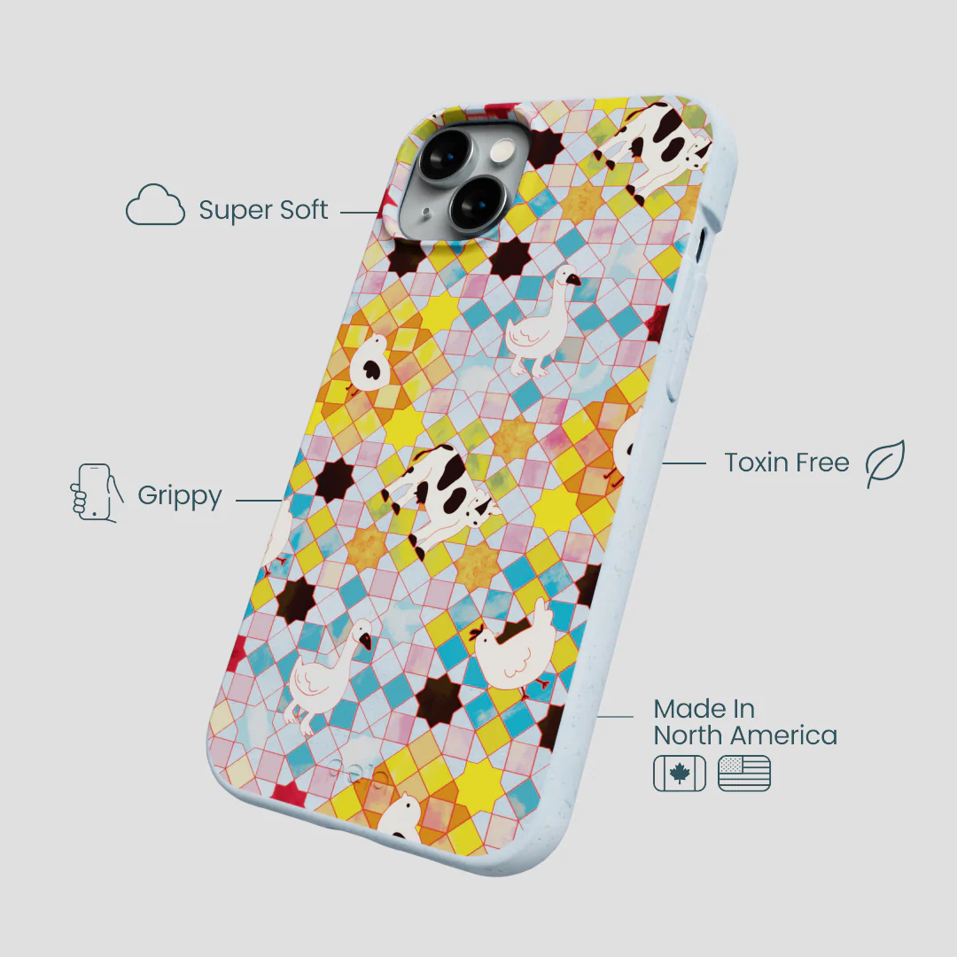 Powder Blue Farmers Mosaic iPhone 15 Plus Case - Image 4