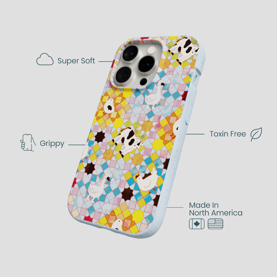 Powder Blue Farmers Mosaic iPhone 15 Pro Case - Image 4