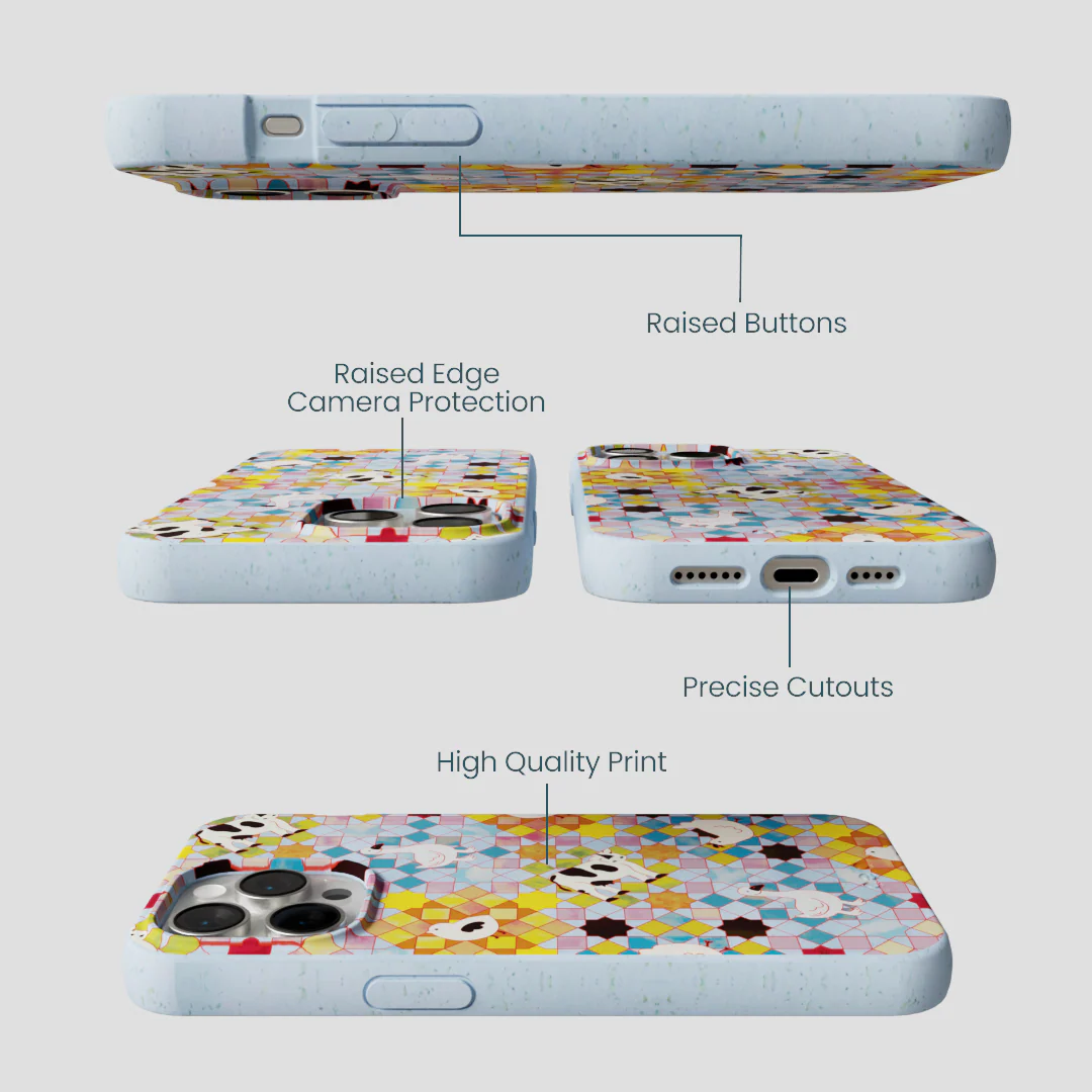 Powder Blue Farmers Mosaic iPhone 15 Pro Max Case - Image 3