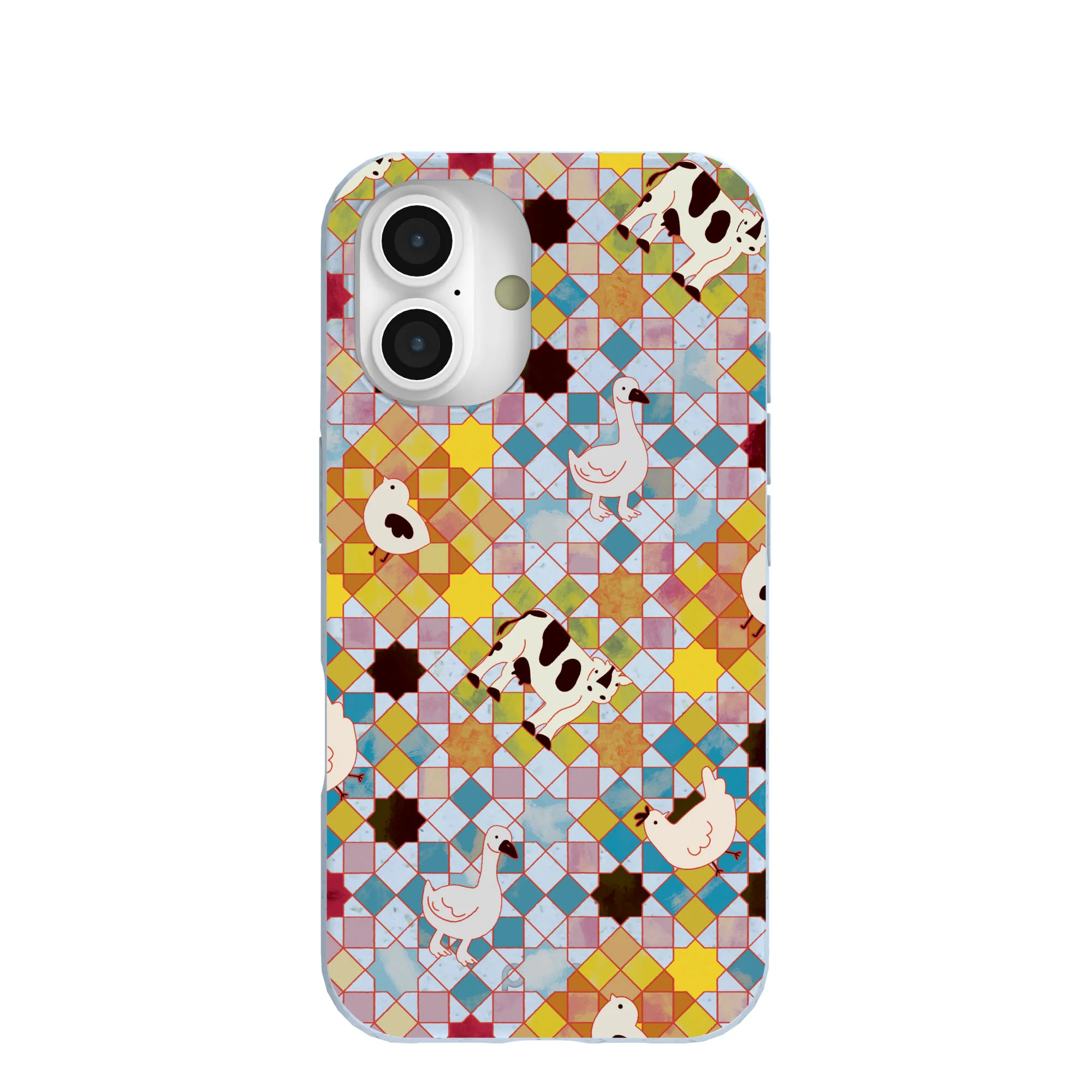 Powder Blue Farmers Mosaic iPhone 16 Case