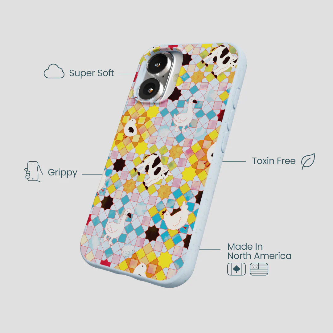 Powder Blue Farmers Mosaic iPhone 16 Case - Image 4