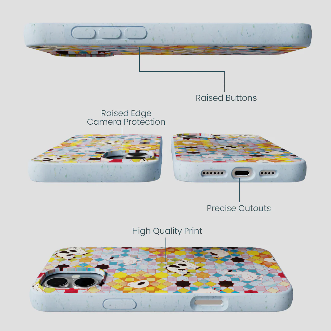 Powder Blue Farmers Mosaic iPhone 16 Plus Case - Image 3