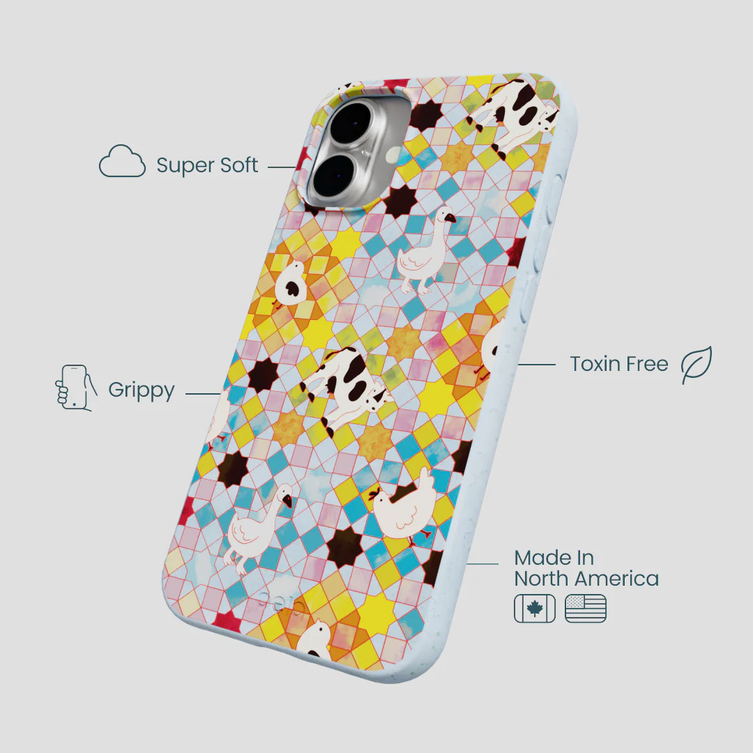Powder Blue Farmers Mosaic iPhone 16 Plus Case - Image 4