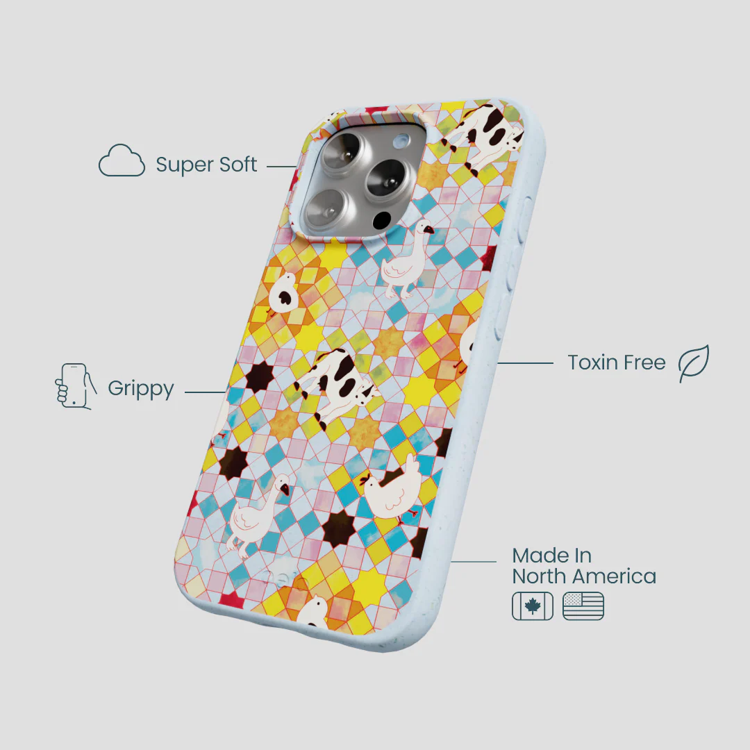 Powder Blue Farmers Mosaic iPhone 16 Pro Case - Image 4