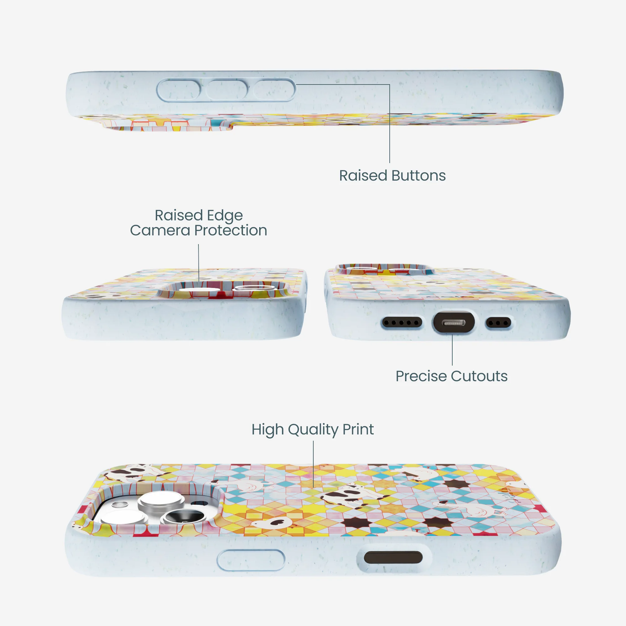 Powder Blue Farmers Mosaic iPhone 16 Pro Max Case - Image 3