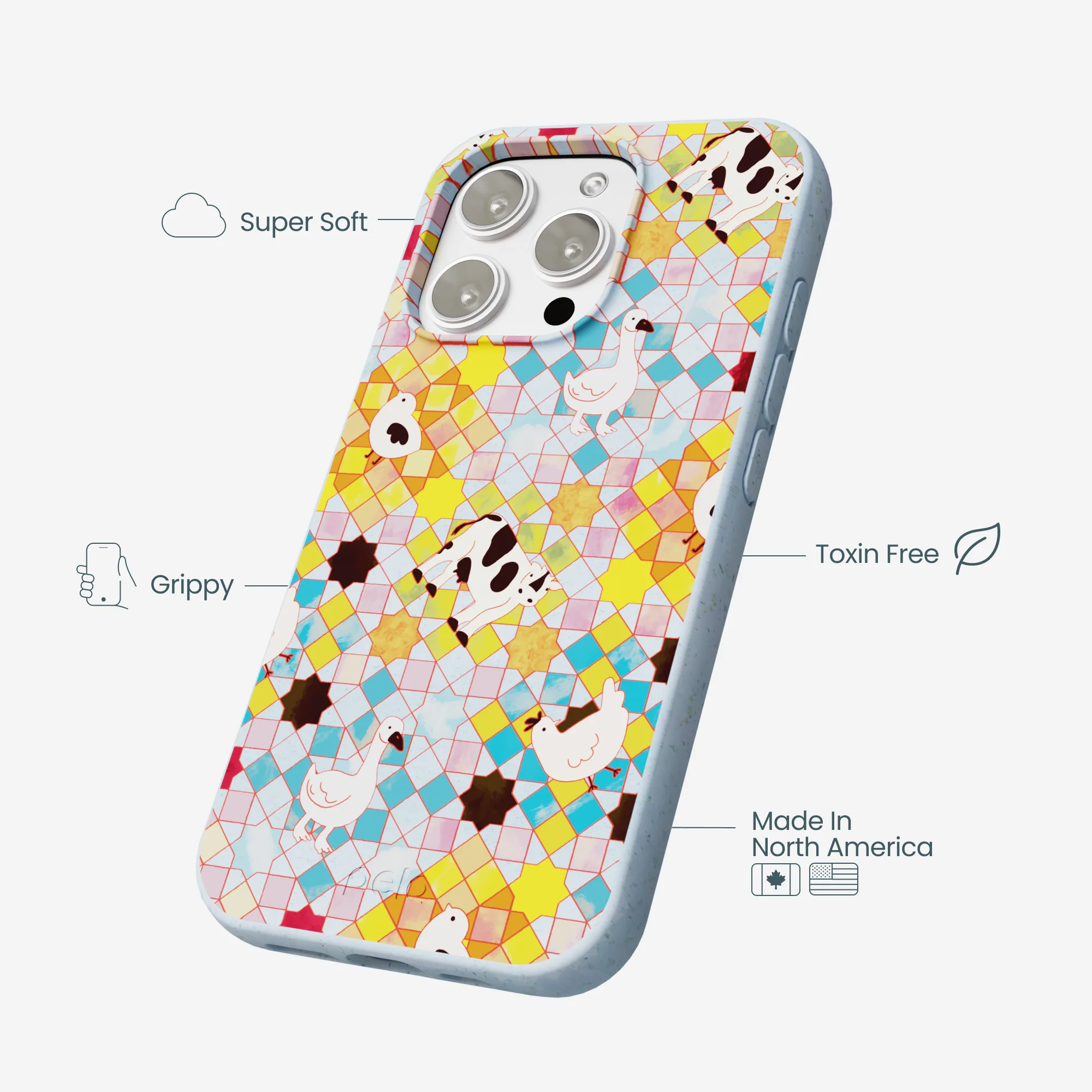 Powder Blue Farmers Mosaic iPhone 16 Pro Max Case - Image 4