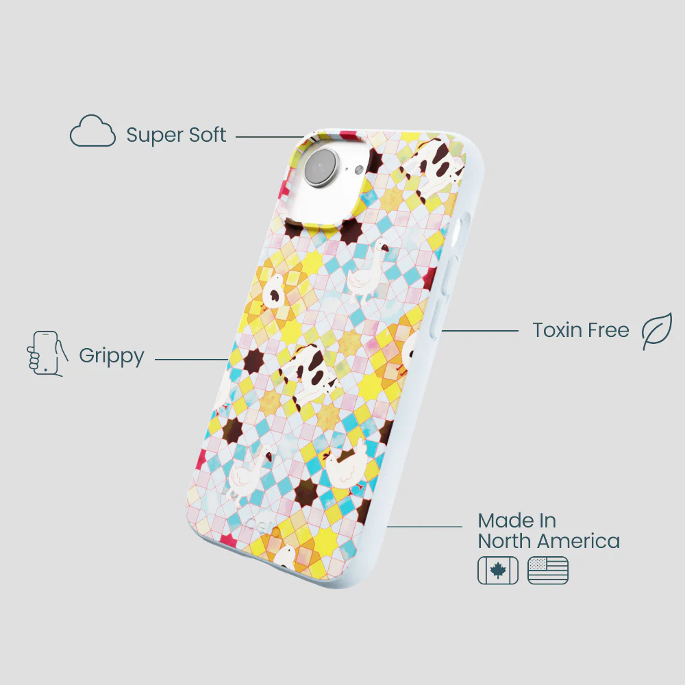 Powder Blue Farmers Mosaic iPhone 16e/17e Case - Image 4