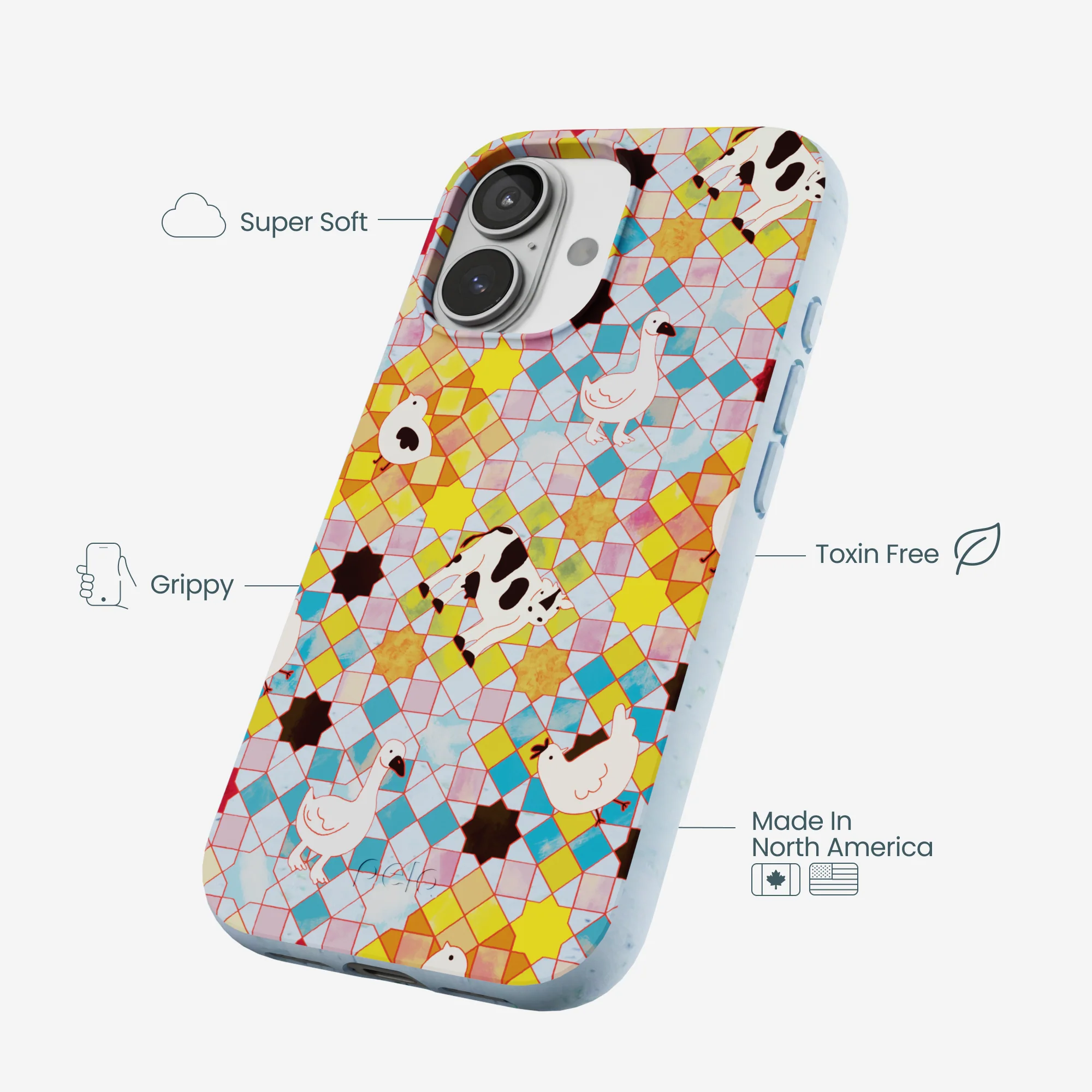 Powder Blue Farmers Mosaic iPhone 17 Case - Image 4
