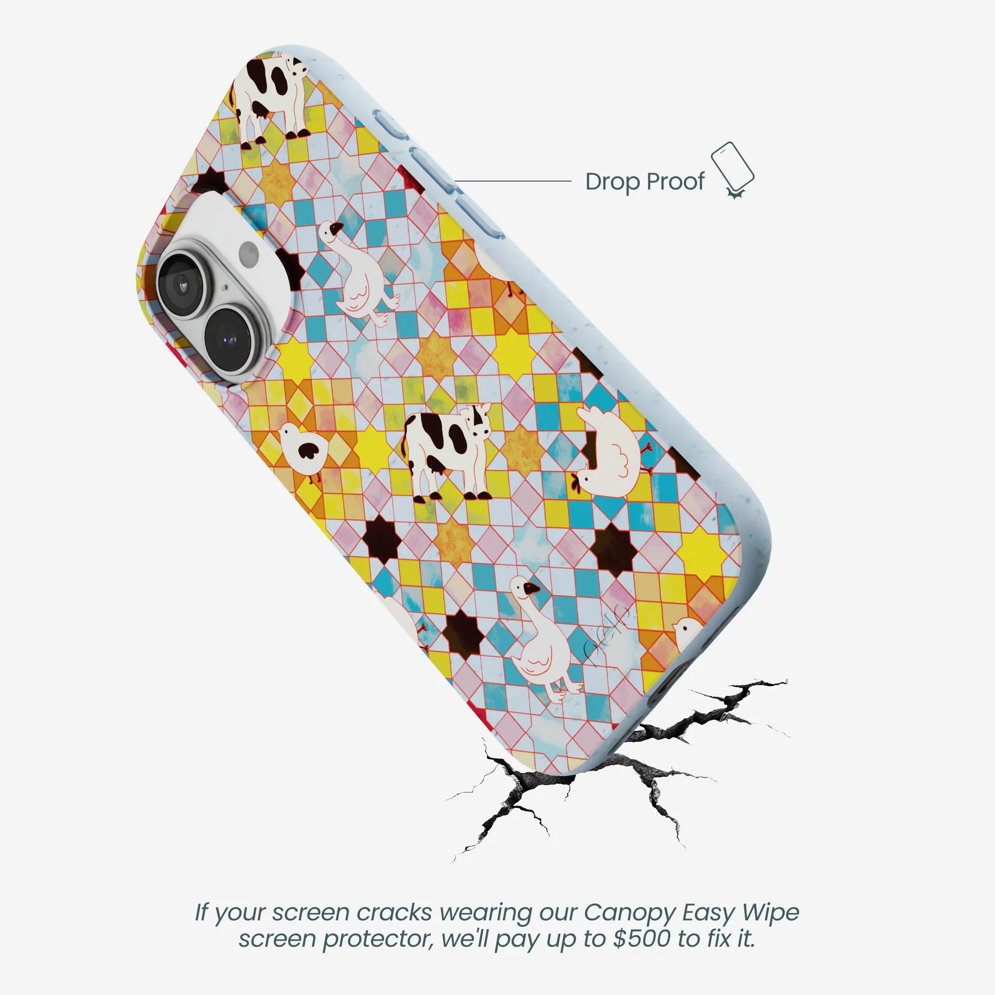 Powder Blue Farmers Mosaic iPhone 17 Case - Image 5