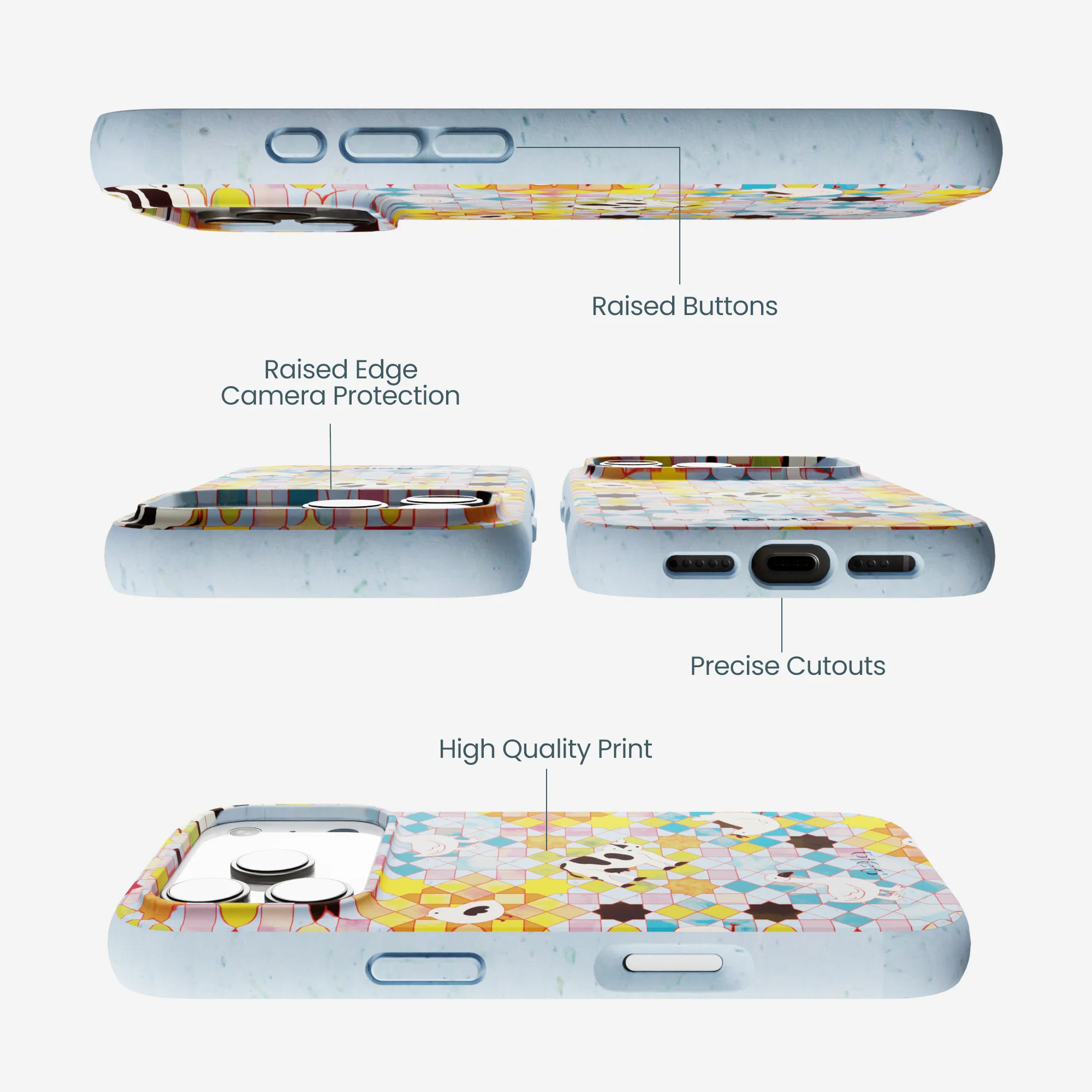 Powder Blue Farmers Mosaic iPhone 17 Pro Case - Image 3