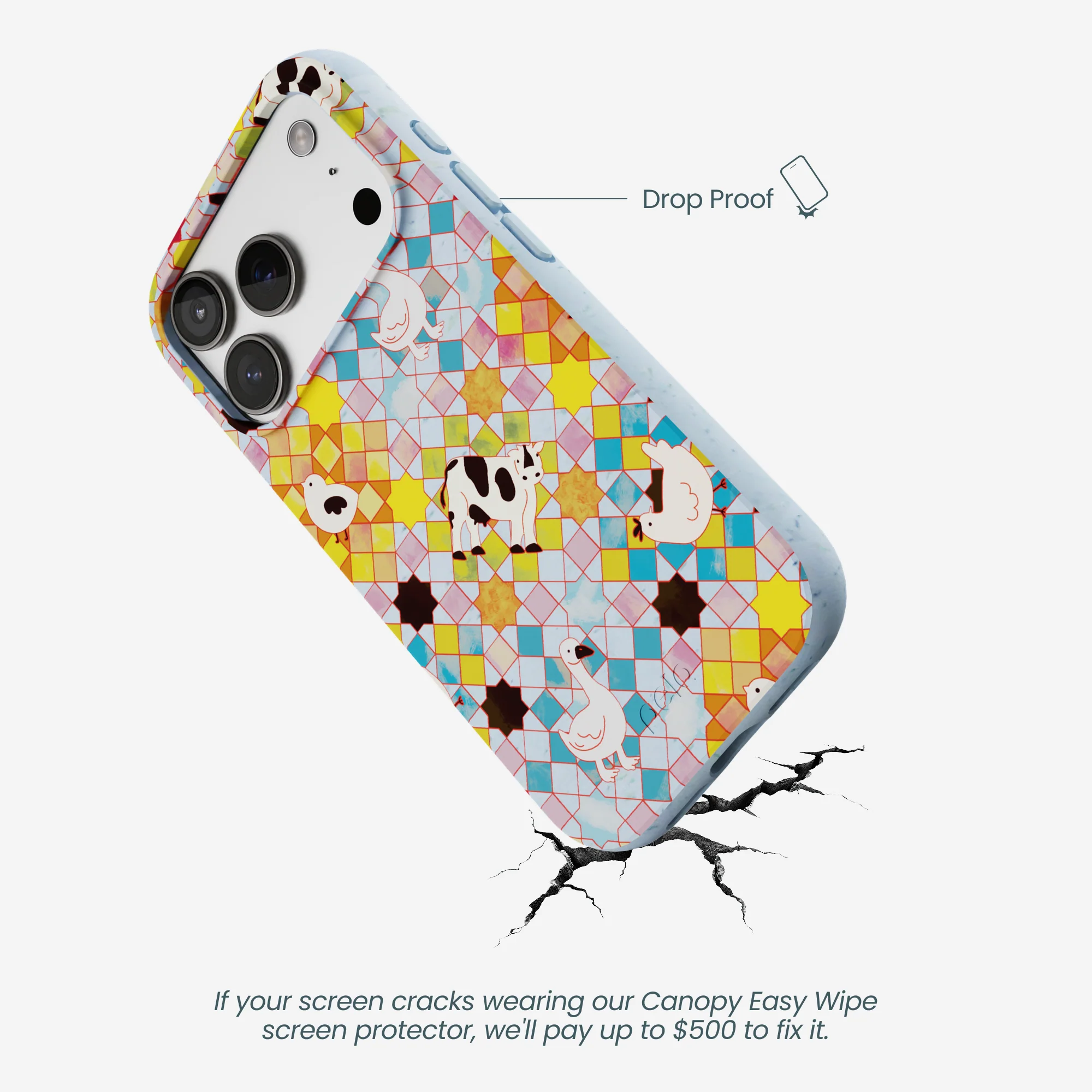 Powder Blue Farmers Mosaic iPhone 17 Pro Case - Image 5