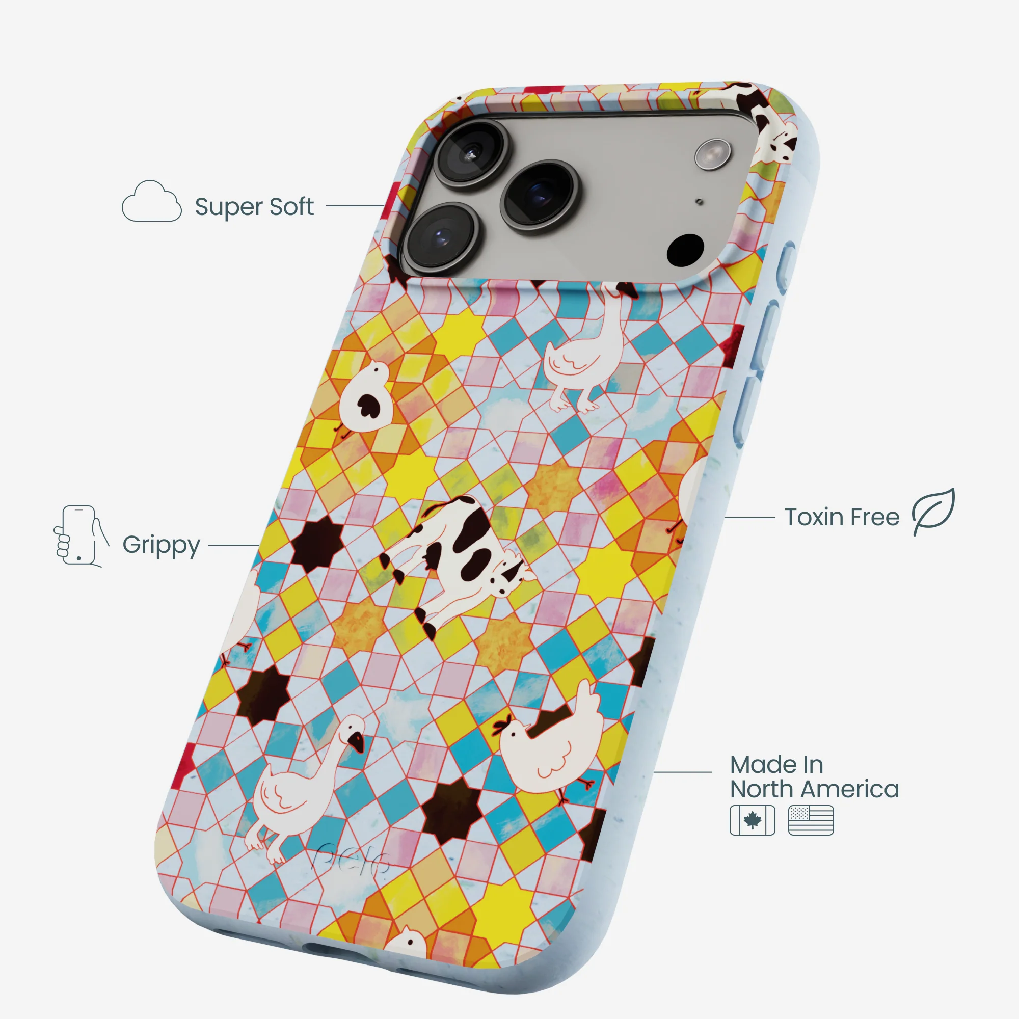 Powder Blue Farmers Mosaic iPhone 17 Pro Max Case - Image 4