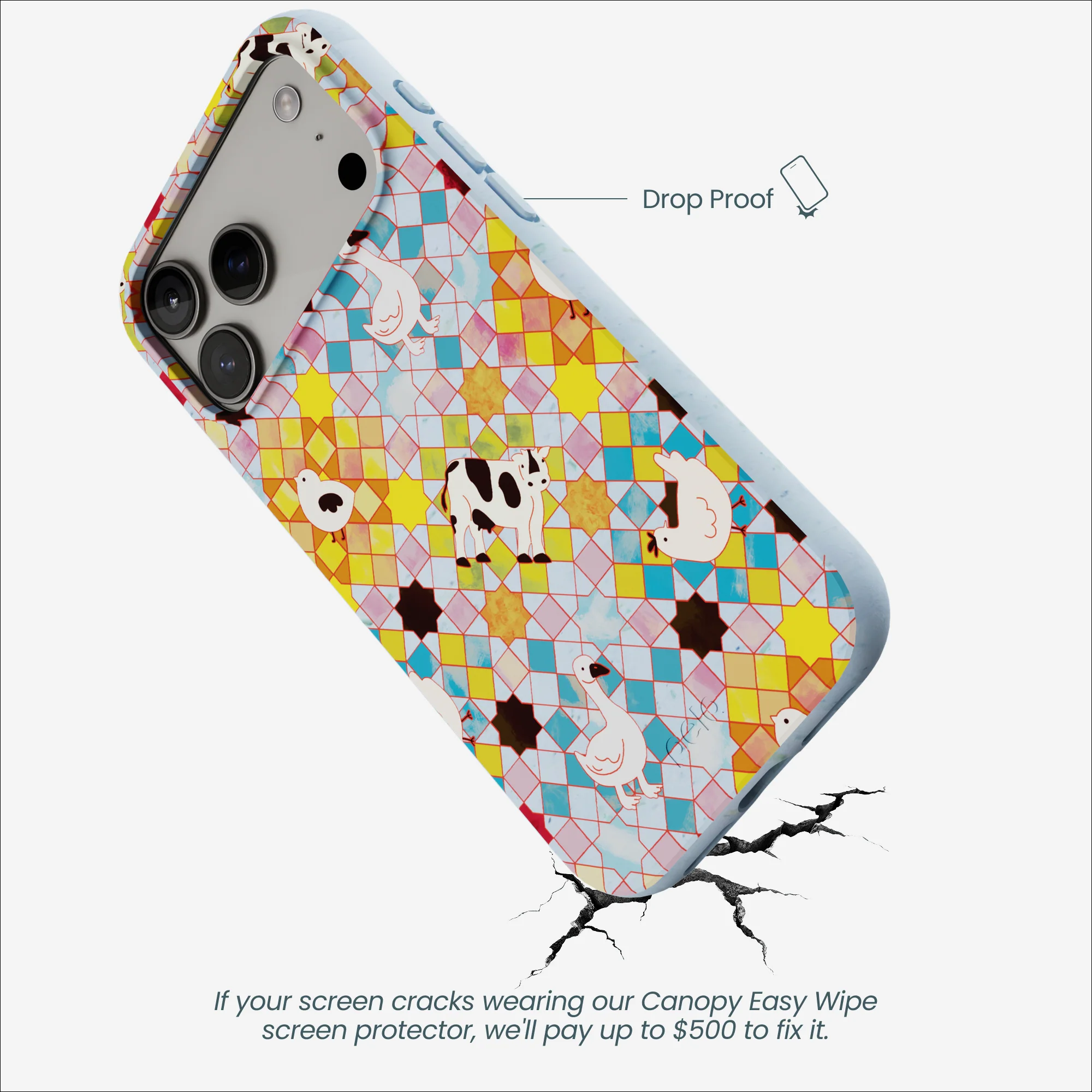 Powder Blue Farmers Mosaic iPhone 17 Pro Max Case - Image 5