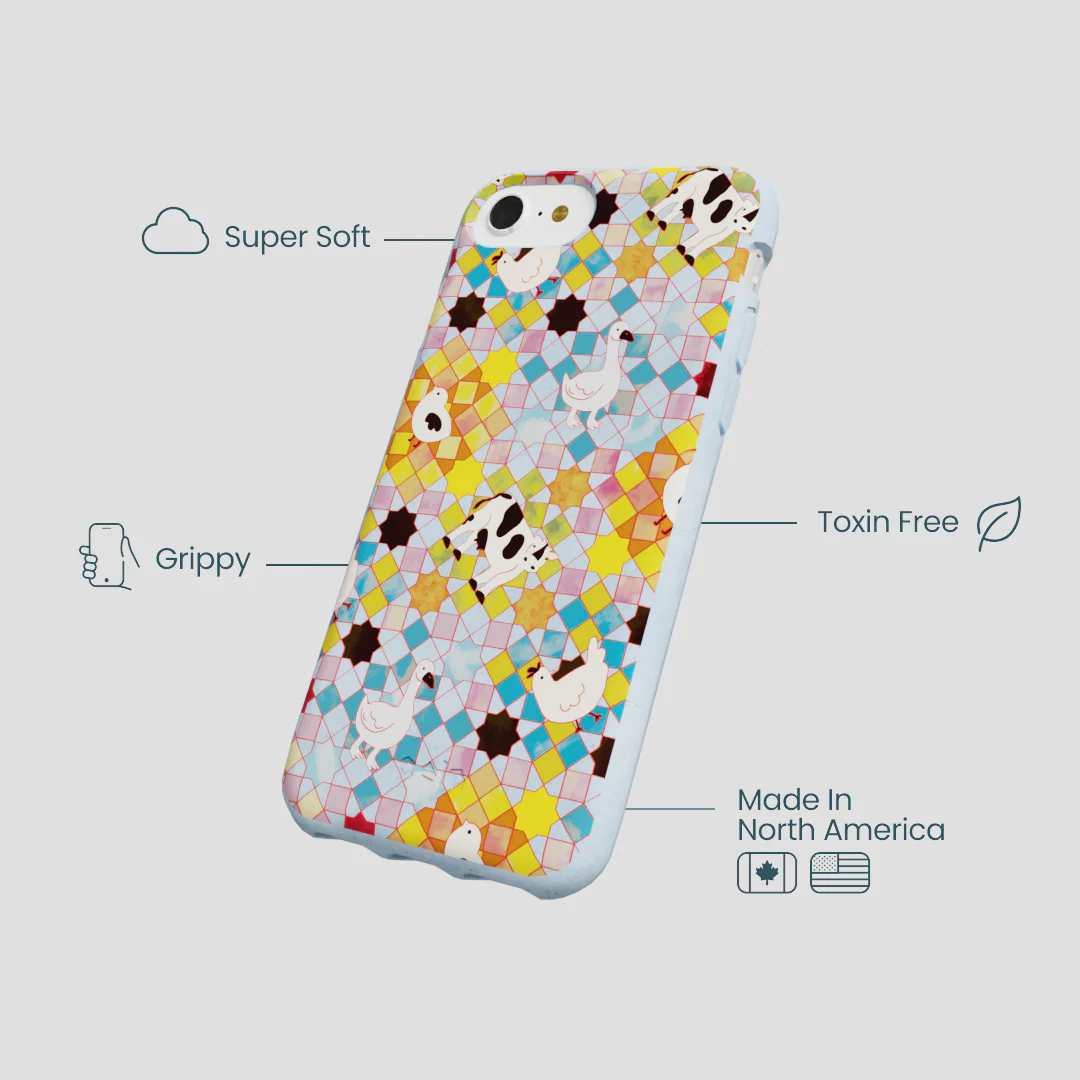 Powder Blue Farmers Mosaic iPhone 6/6s/7/8/SE Case - Image 3