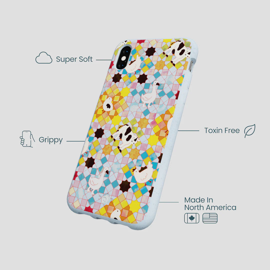 Powder Blue Farmers Mosaic iPhone XR Case - Image 3