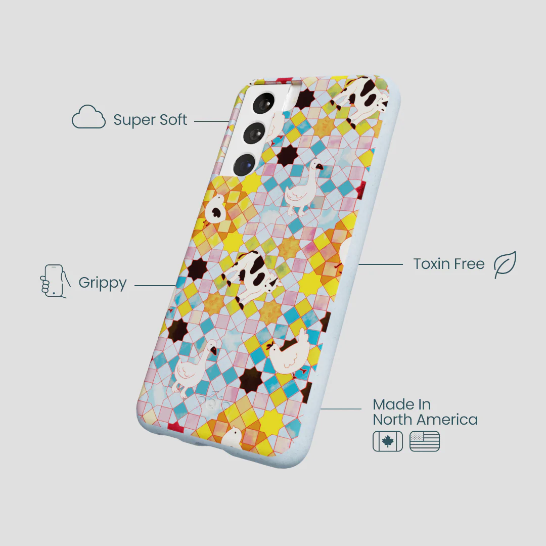 Powder Blue Farmers Mosaic Samsung Galaxy S21 Case - Image 3