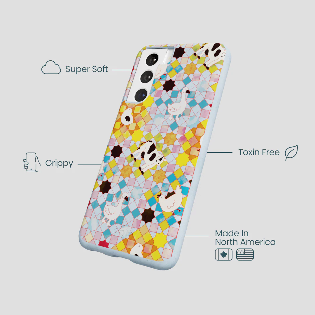 Powder Blue Farmers Mosaic Samsung Galaxy S22 Case - Image 3
