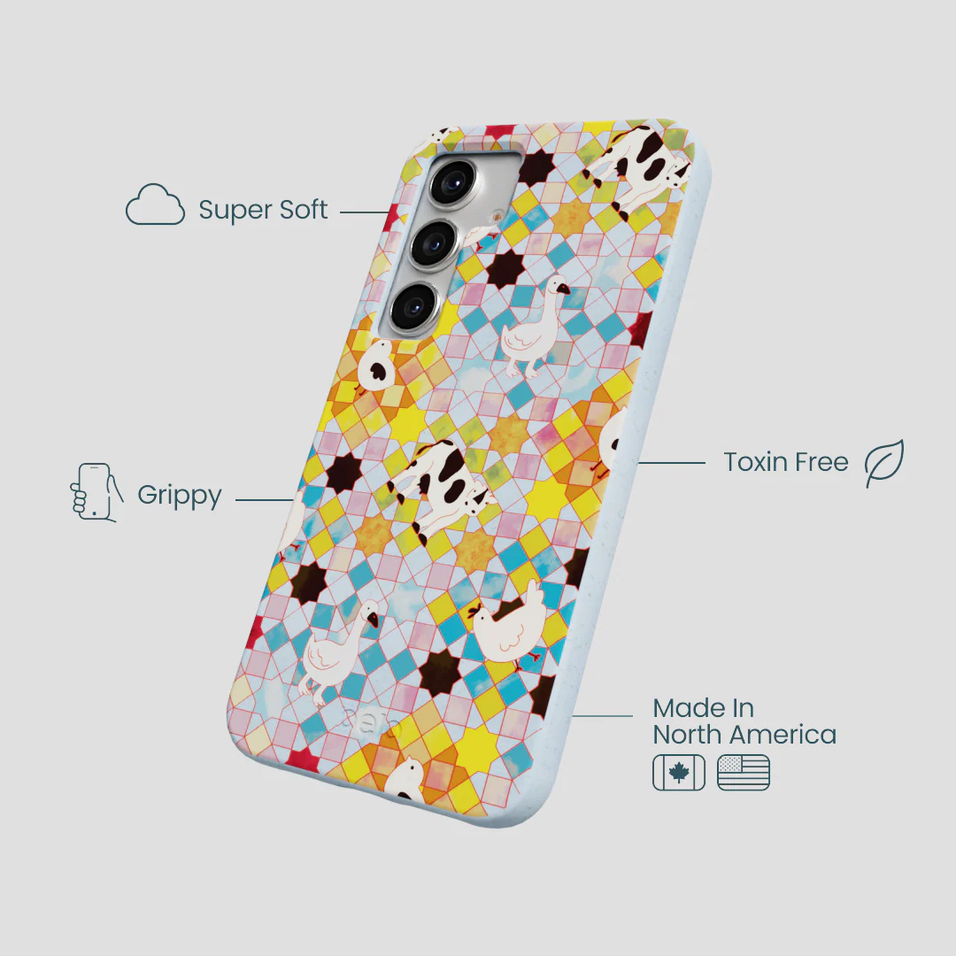 Powder Blue Farmers Mosaic Samsung Galaxy S25 Case - Image 3