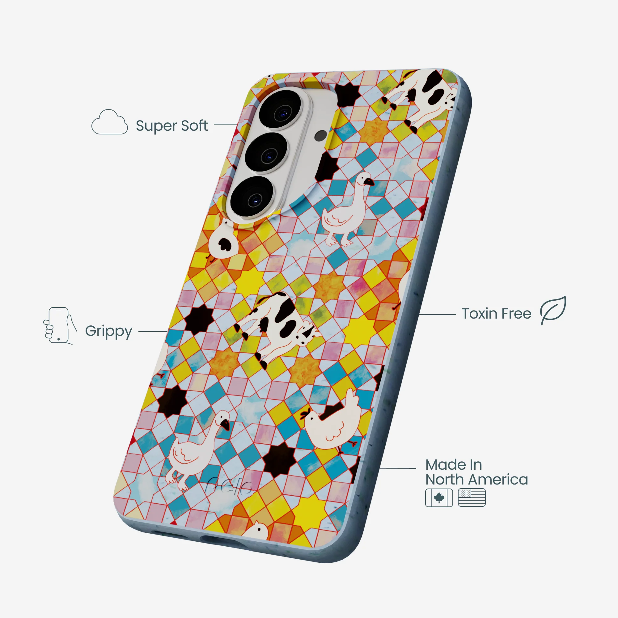 Powder Blue Farmers Mosaic Samsung Galaxy S26 Case - Image 3