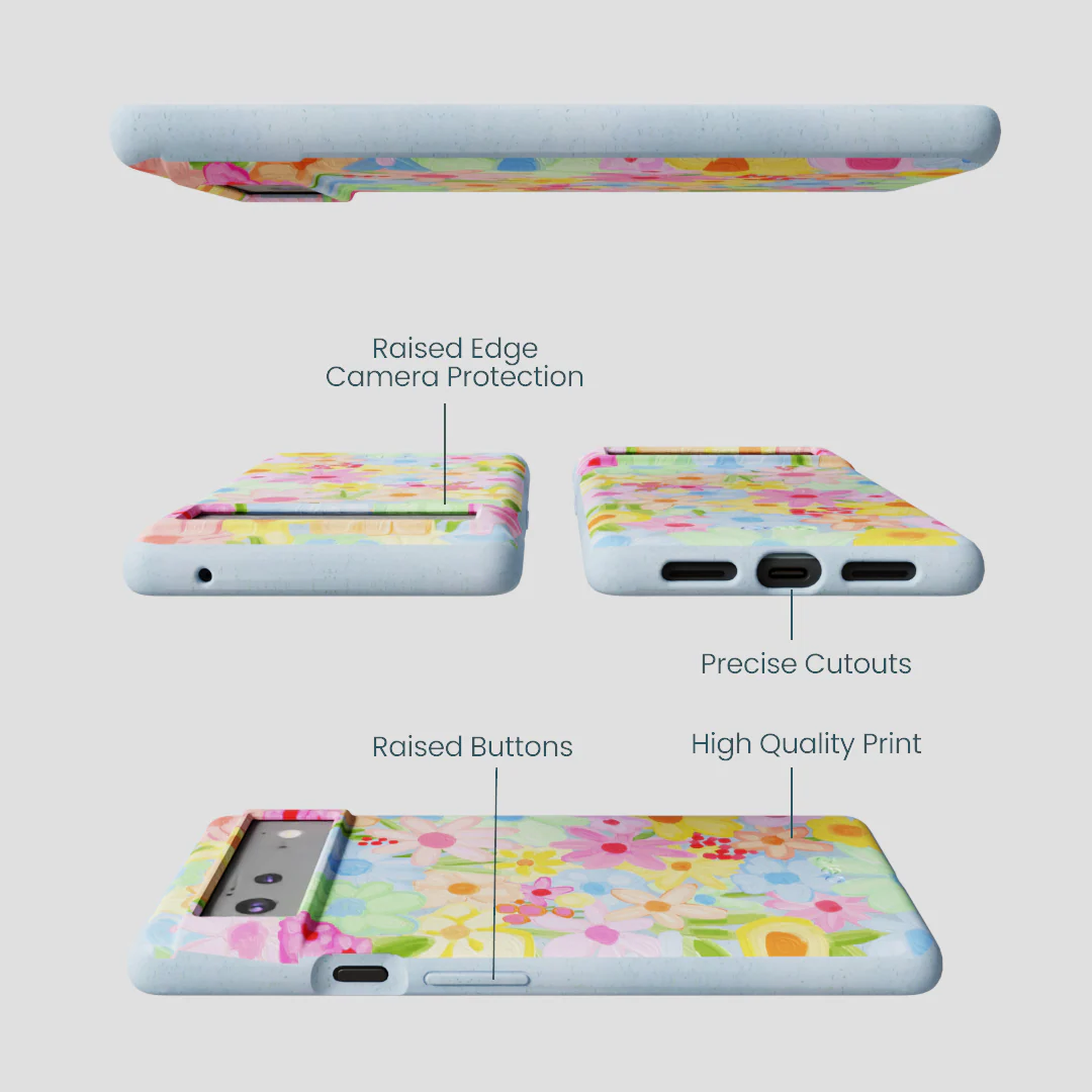 Powder Blue Flora Foam Google Pixel 6a Case - Image 2
