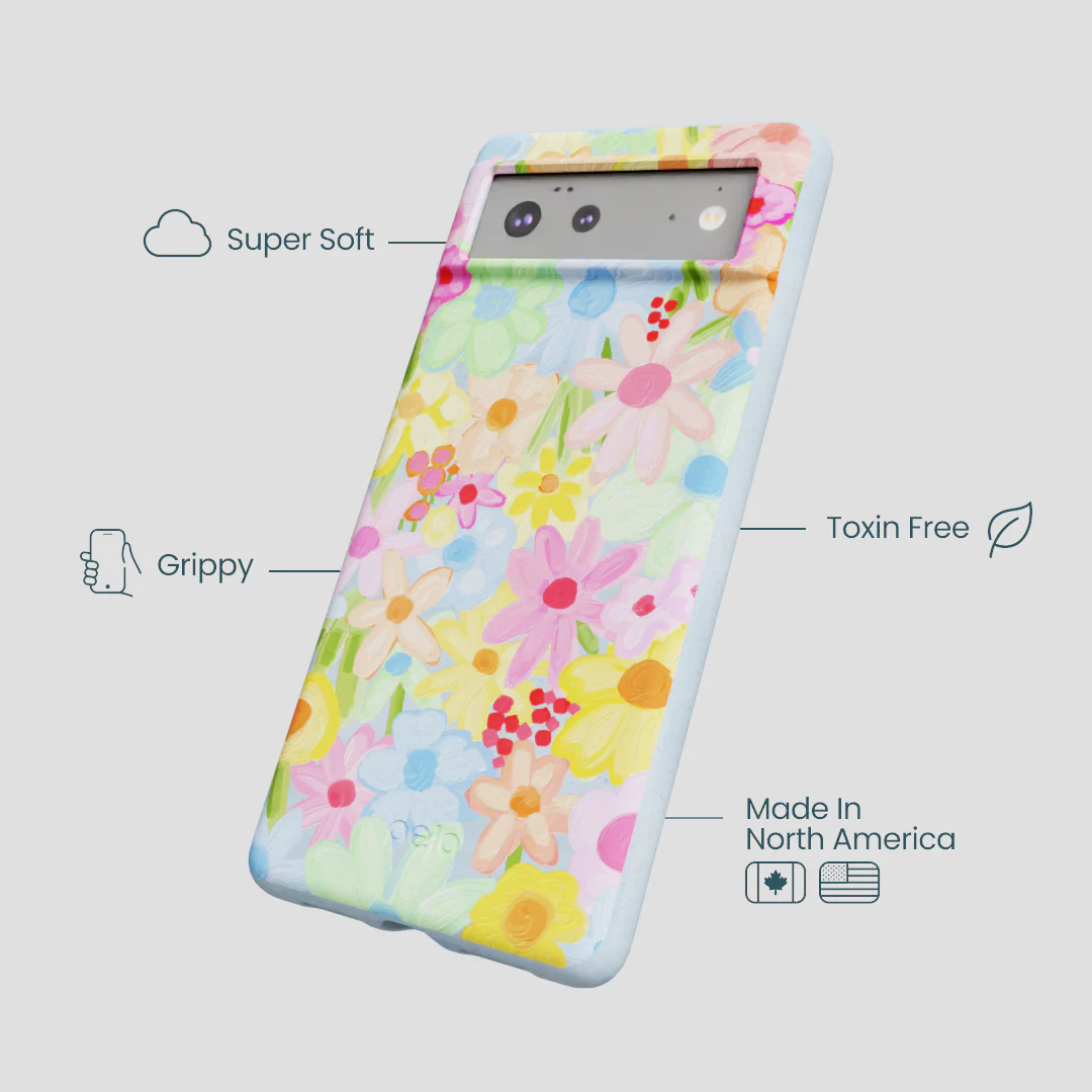 Powder Blue Flora Foam Google Pixel 6a Case - Image 3