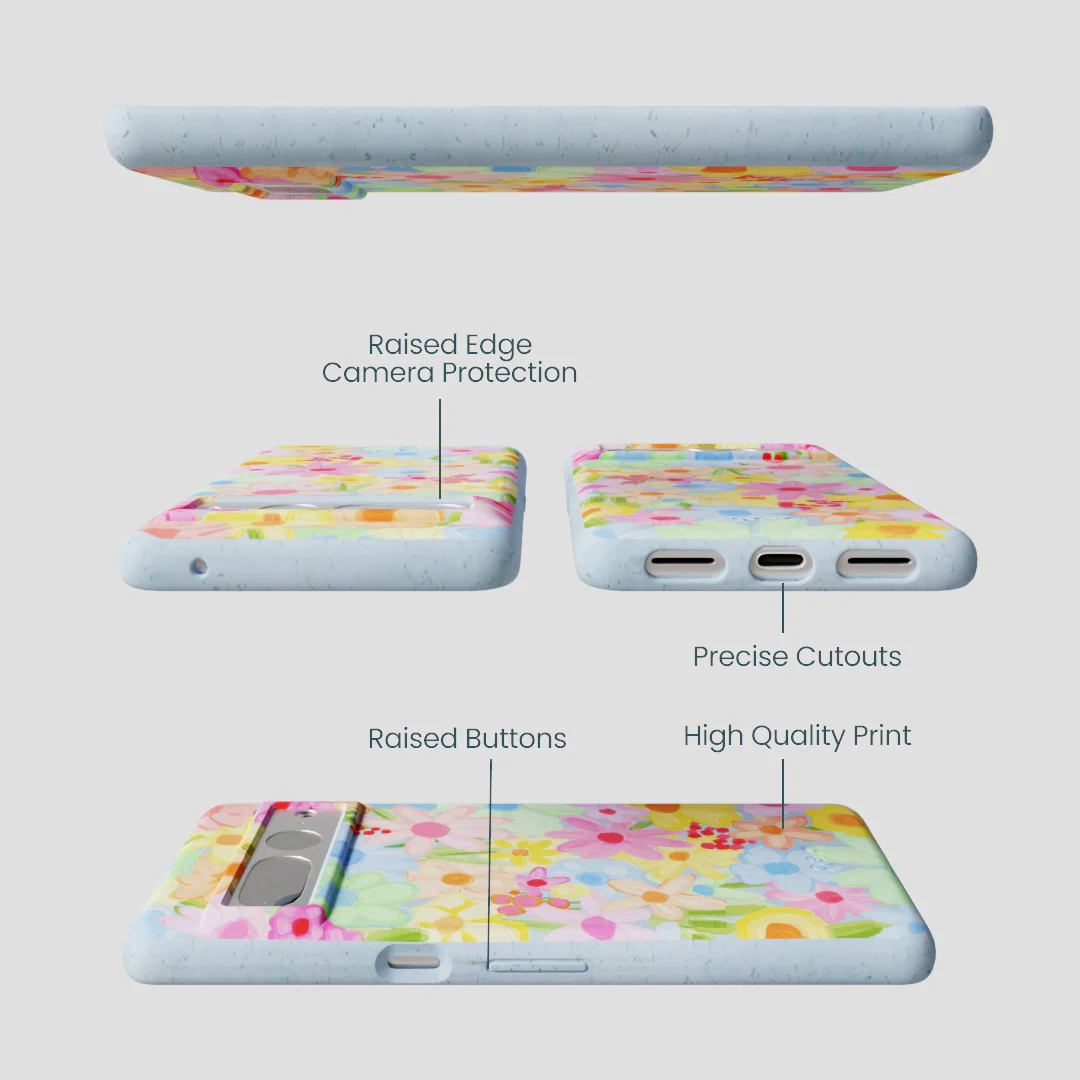 Powder Blue Flora Foam Google Pixel 7 Pro Case - Image 2