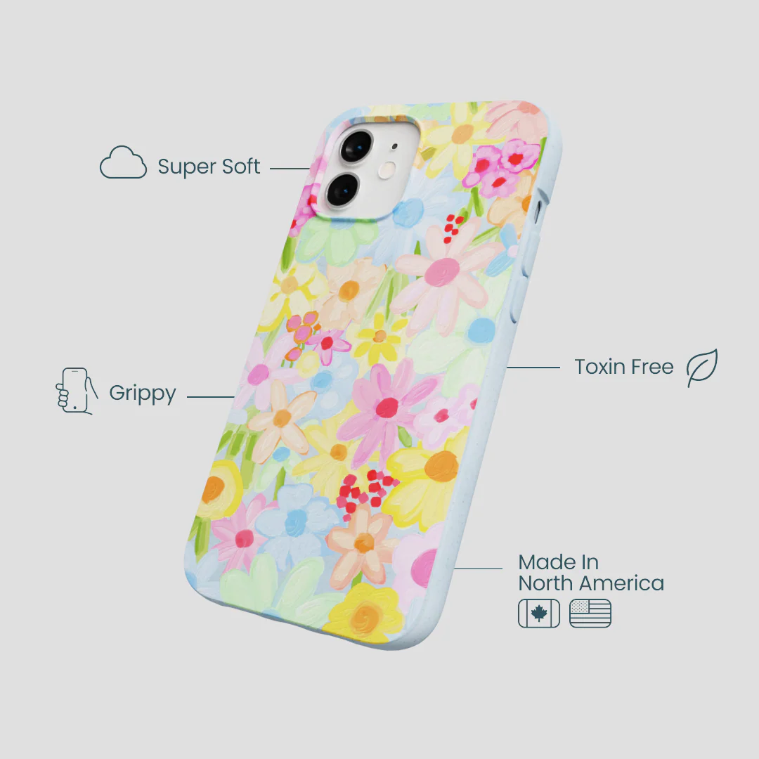 Powder Blue Flora Foam iPhone 12/ iPhone 12 Pro Case - Image 3