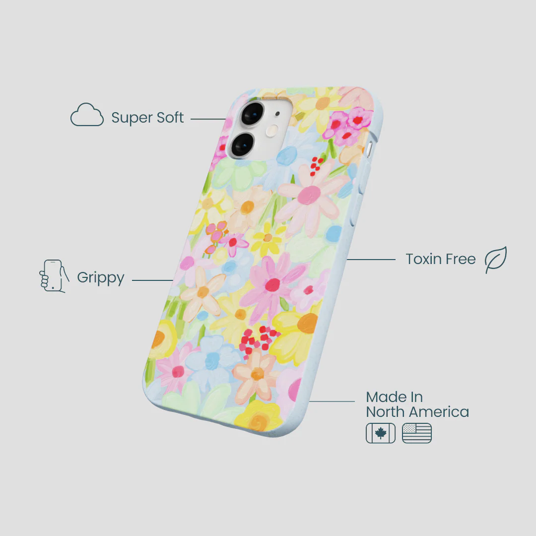Powder Blue Flora Foam iPhone 12 Mini Case - Image 3