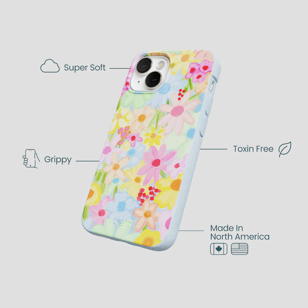 Powder Blue Flora Foam iPhone 13 Mini Case - Image 3