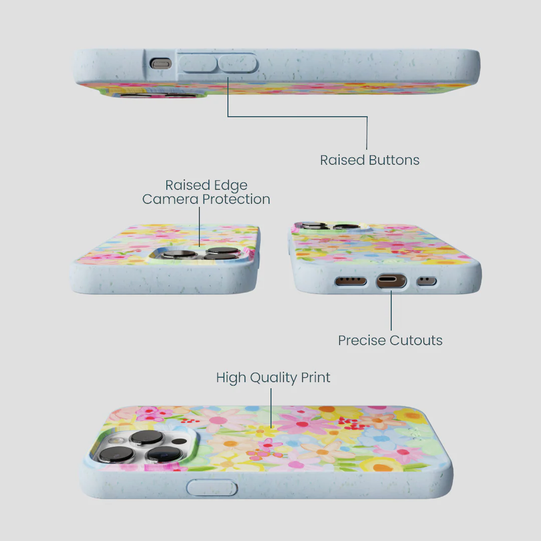 Powder Blue Flora Foam iPhone 13 Pro Case - Image 2