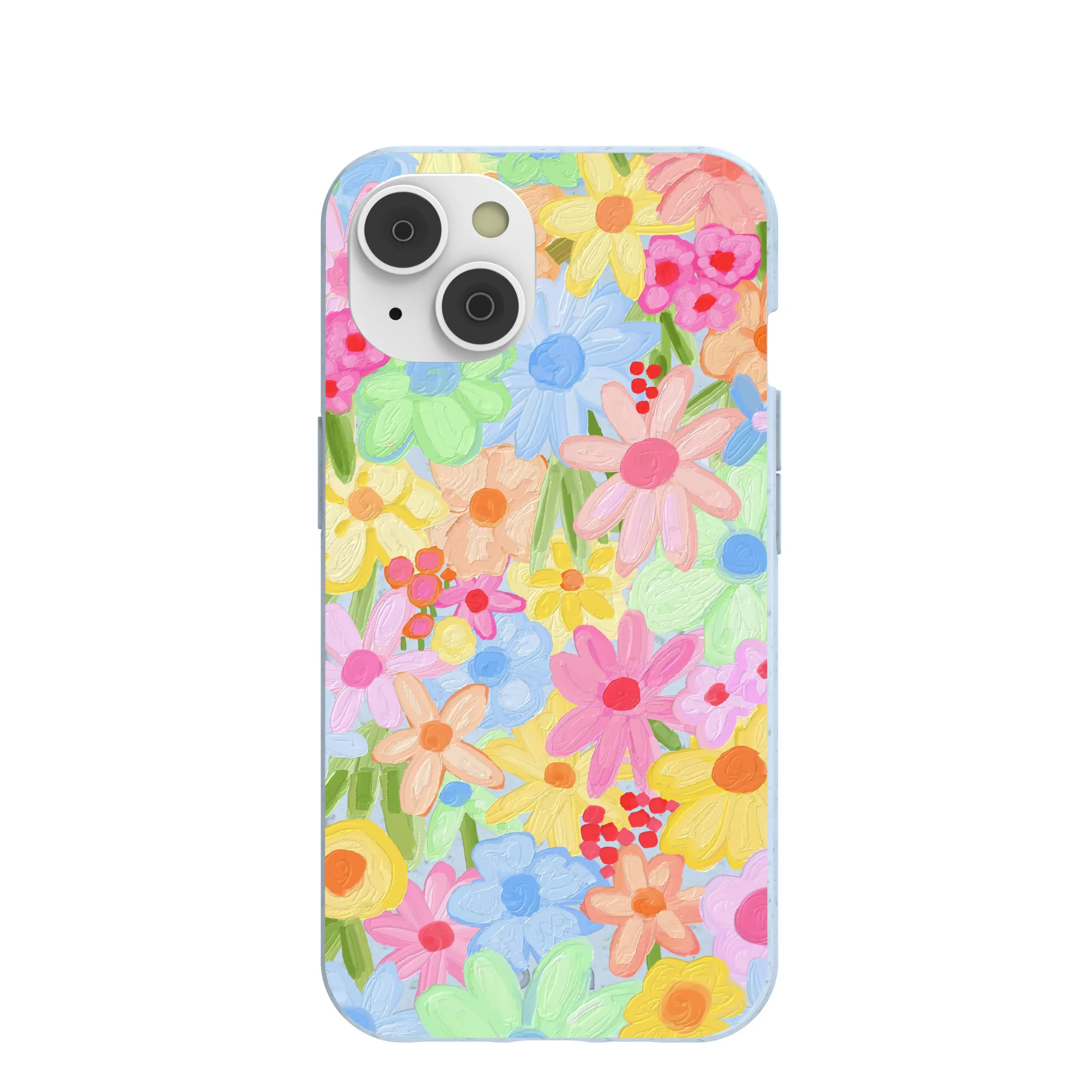 Powder Blue Flora Foam iPhone 14 Case