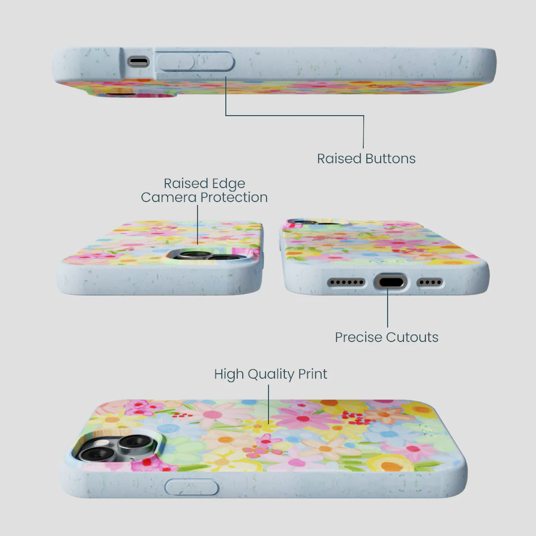 Powder Blue Flora Foam iPhone 14 Plus Case - Image 2
