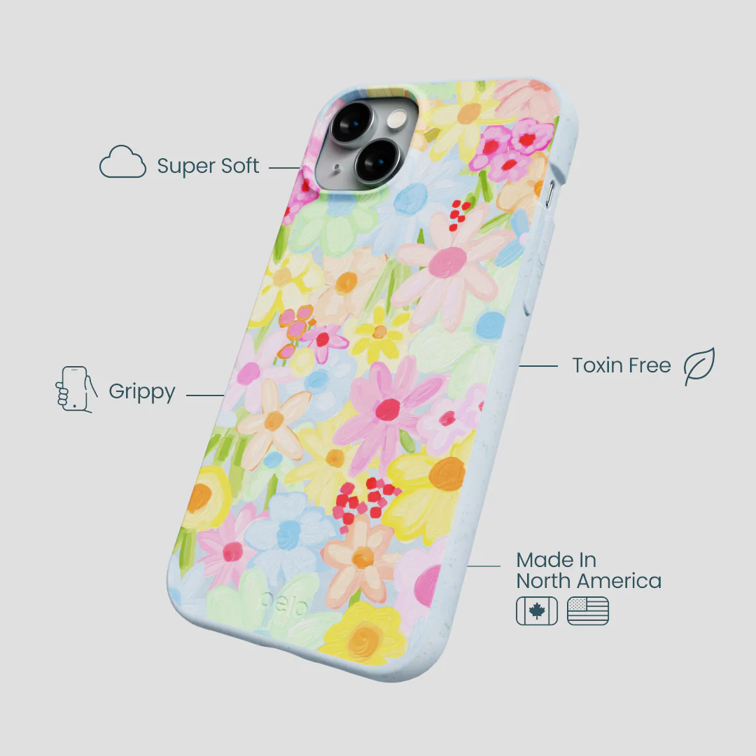 Powder Blue Flora Foam iPhone 14 Plus Case - Image 3