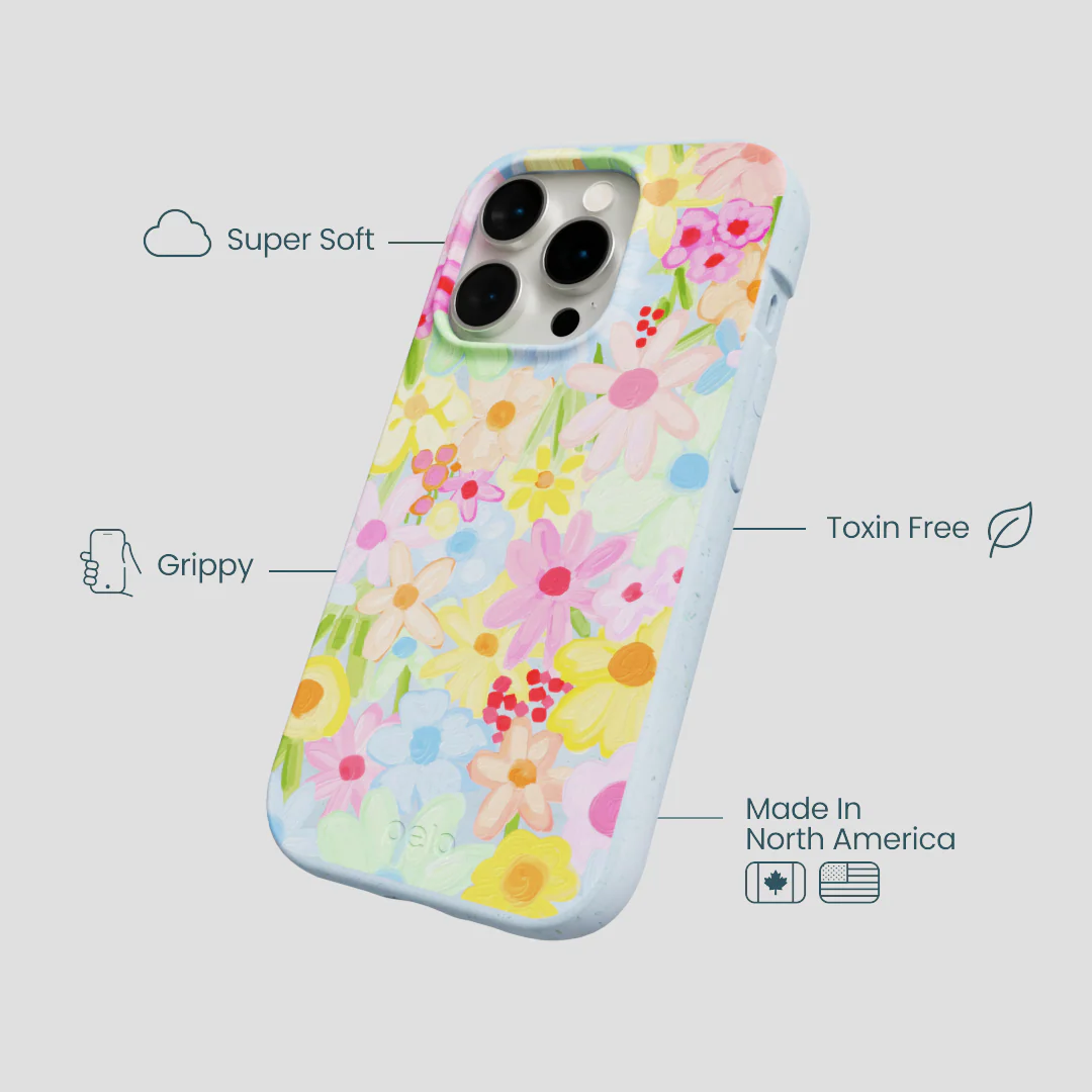 Powder Blue Flora Foam iPhone 14 Pro Case - Image 3