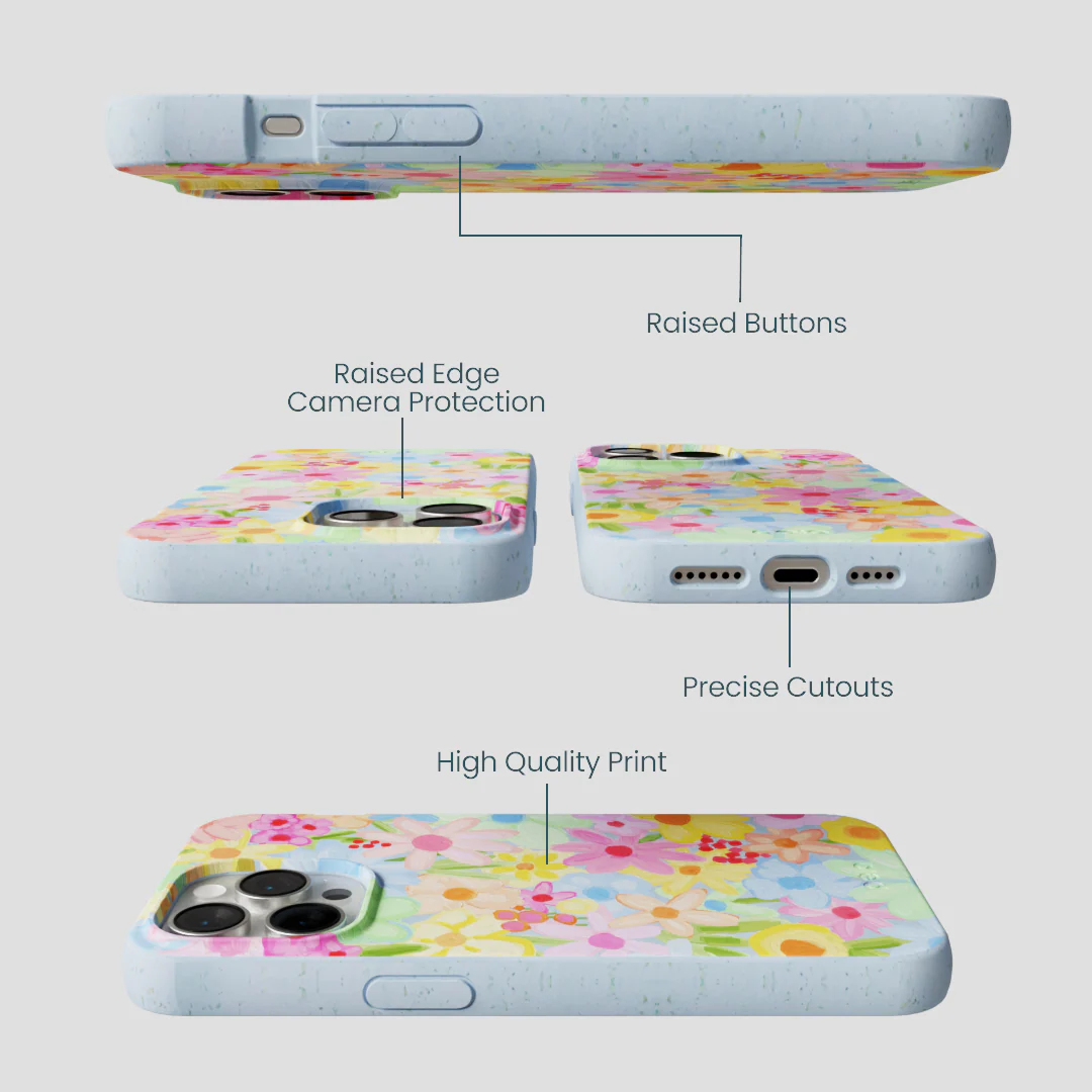 Powder Blue Flora Foam iPhone 14 Pro Max Case - Image 2