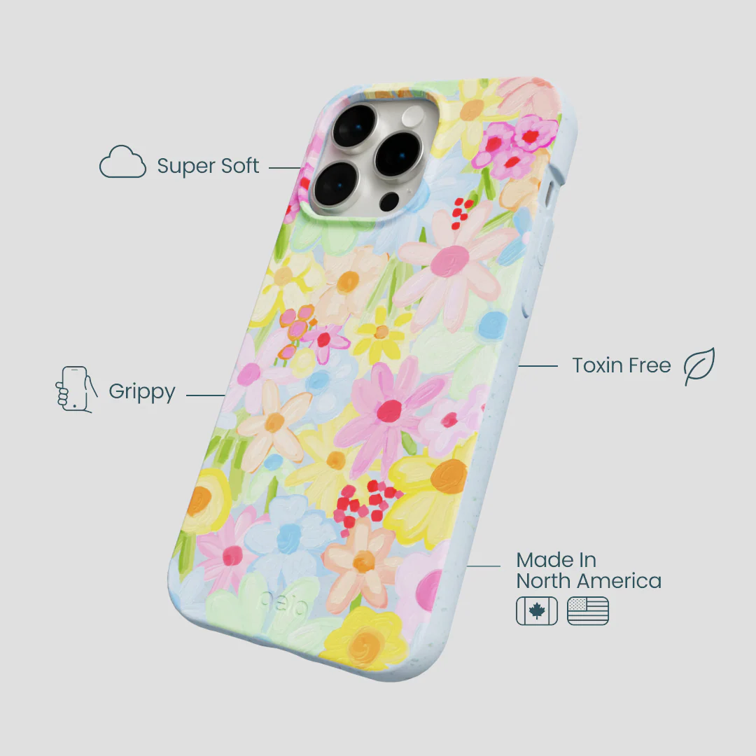 Powder Blue Flora Foam iPhone 14 Pro Max Case - Image 3